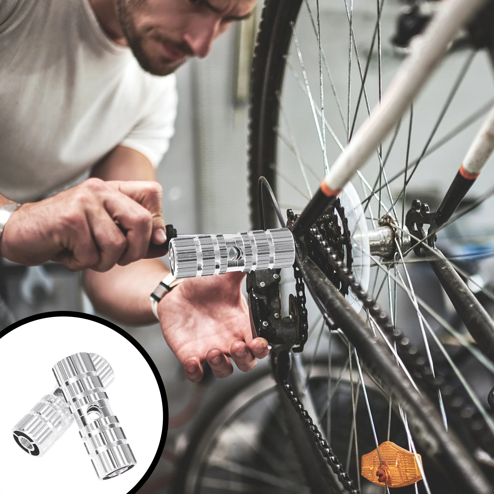 

1Pair Aluminum Alloy Stunt Peg Bike Pedal Durable Footpeg for Repairing Mountain Bicycle Silver Alloy Peg Stunt