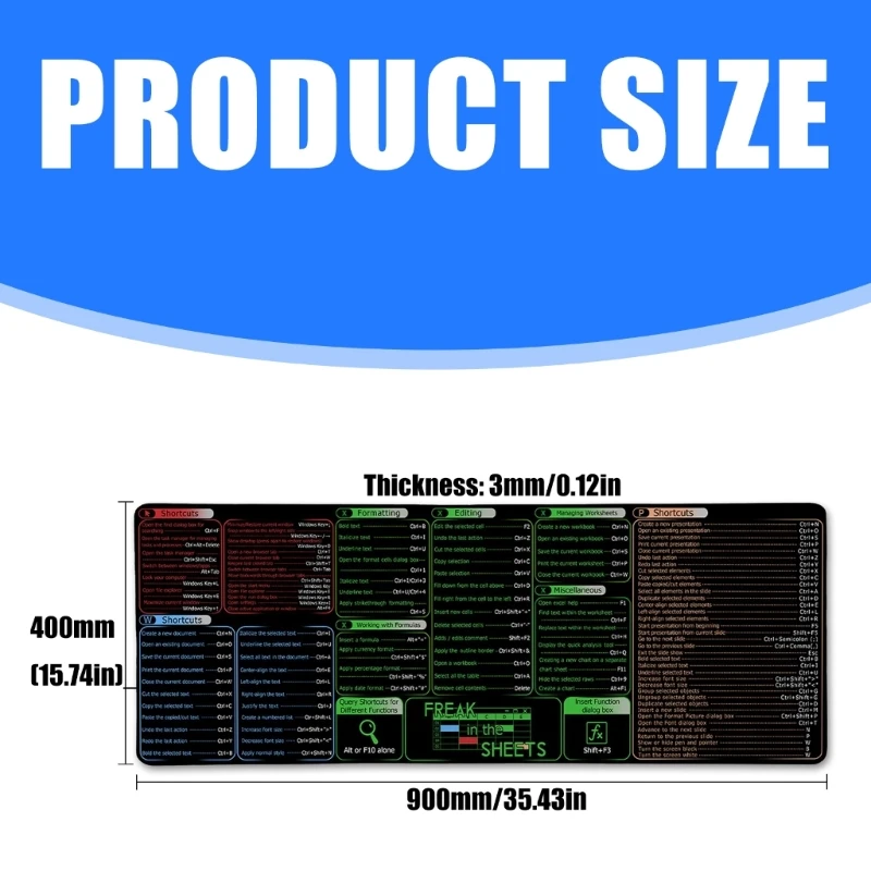 Excels and Word Shortcut Keyboards Mouse Pad Offering Comfortable Workspaces for Office Tasks and Gaming