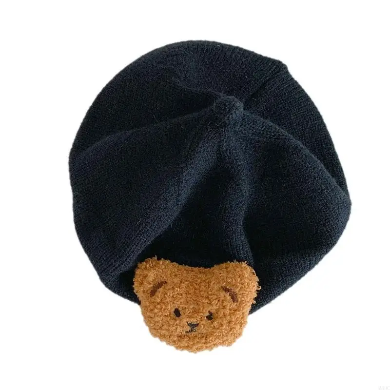 قبعات أطفال M89C على شكل دب محبوكة للرضع من البنات والأولاد من عمر 5 إلى 24 شهرًا من الفتيات الرضع