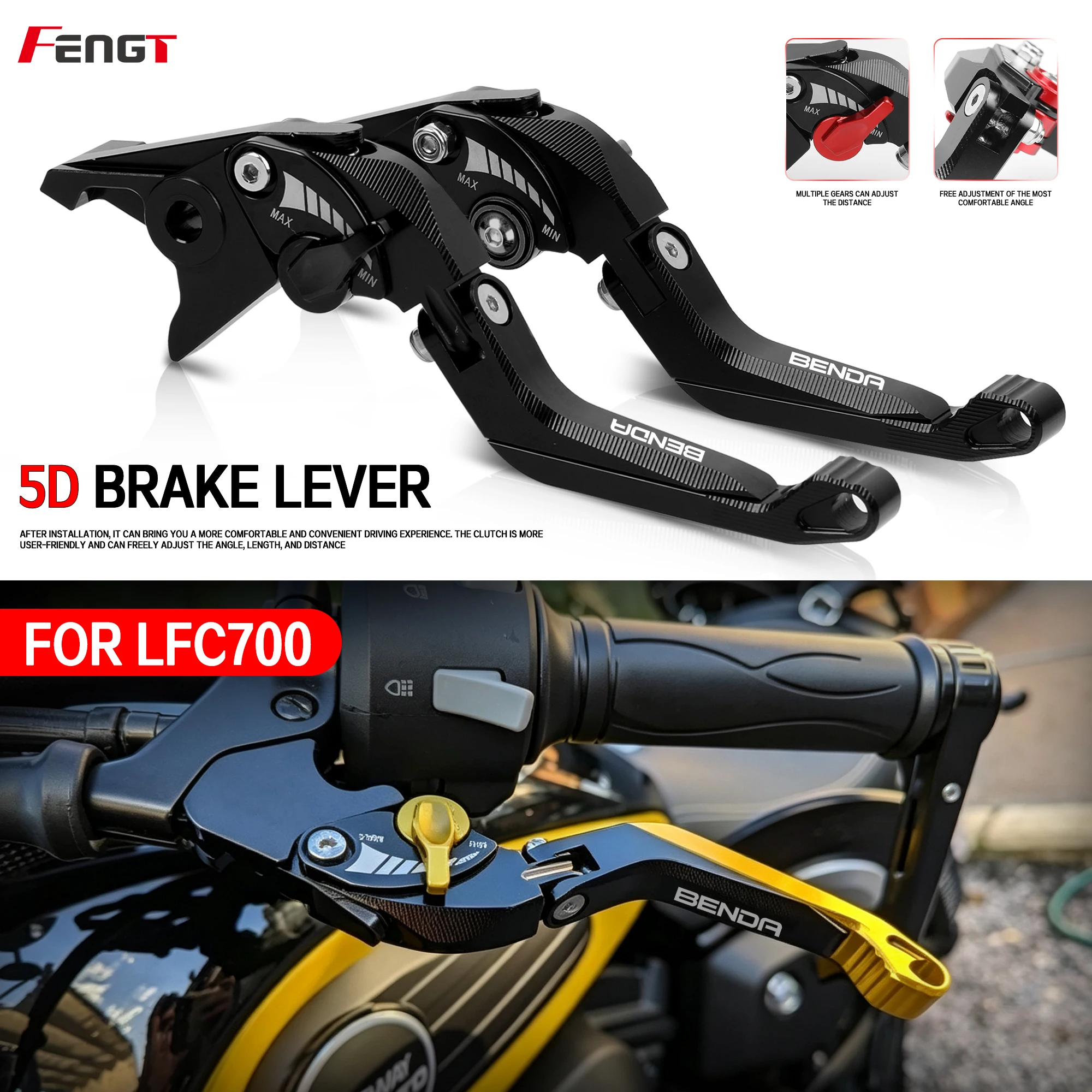 NEUER Bremshebel für Benda LFC700 LFS 700 LFC BD700-2 2025 Neuer Bremshebel Motorrad CNC Einstellbare Brems- und Kupplungshebel