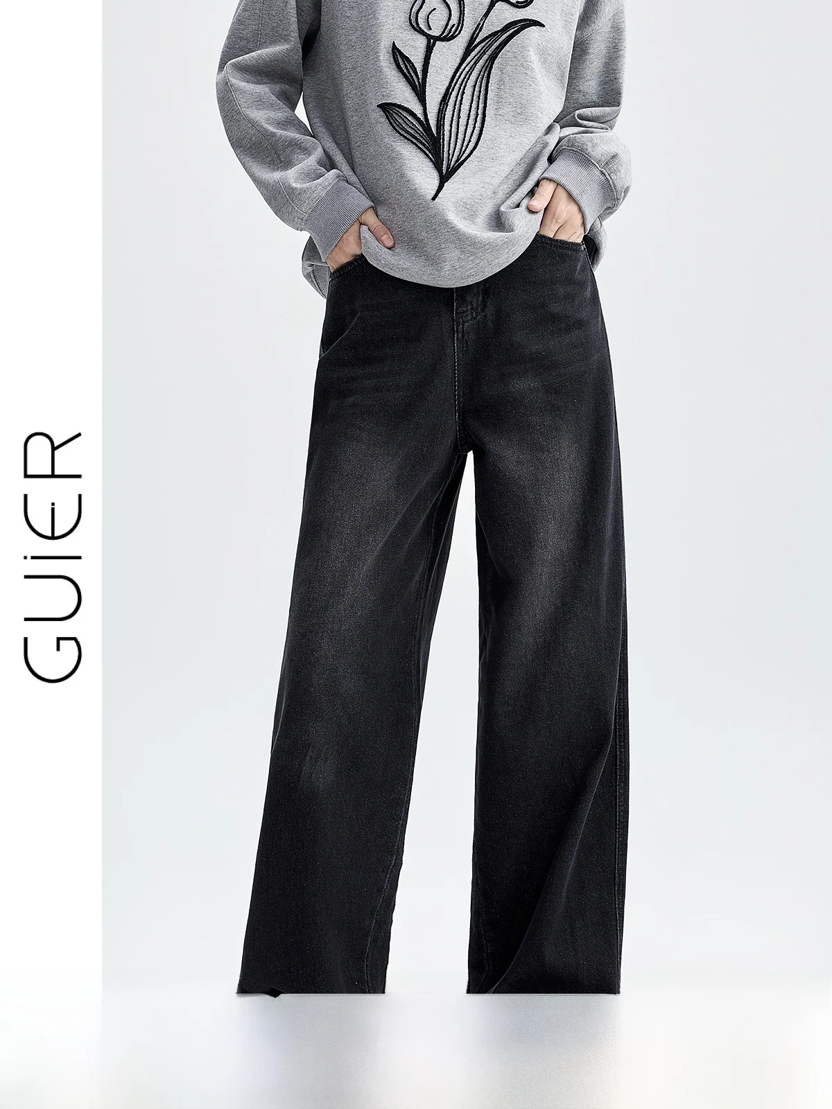 

Джинсы женские Guier в стиле ретро, широкие, свободные, прямые, с высокой талией, утягивающие, осенние, новые, модные