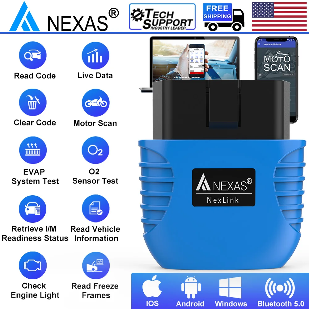 yZ[zNEXAS Bluetooth 5.0 OBD2 EOBD I[goCffXLi[ iOS Android Windows ̏R[h[_[ffXLc[p