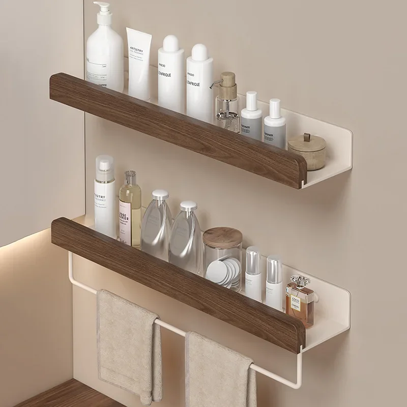 Walnut Bathroom Storage Rack Cream White Bathroom Toilet Washbasin Toilet Non Perforated Storage Rack