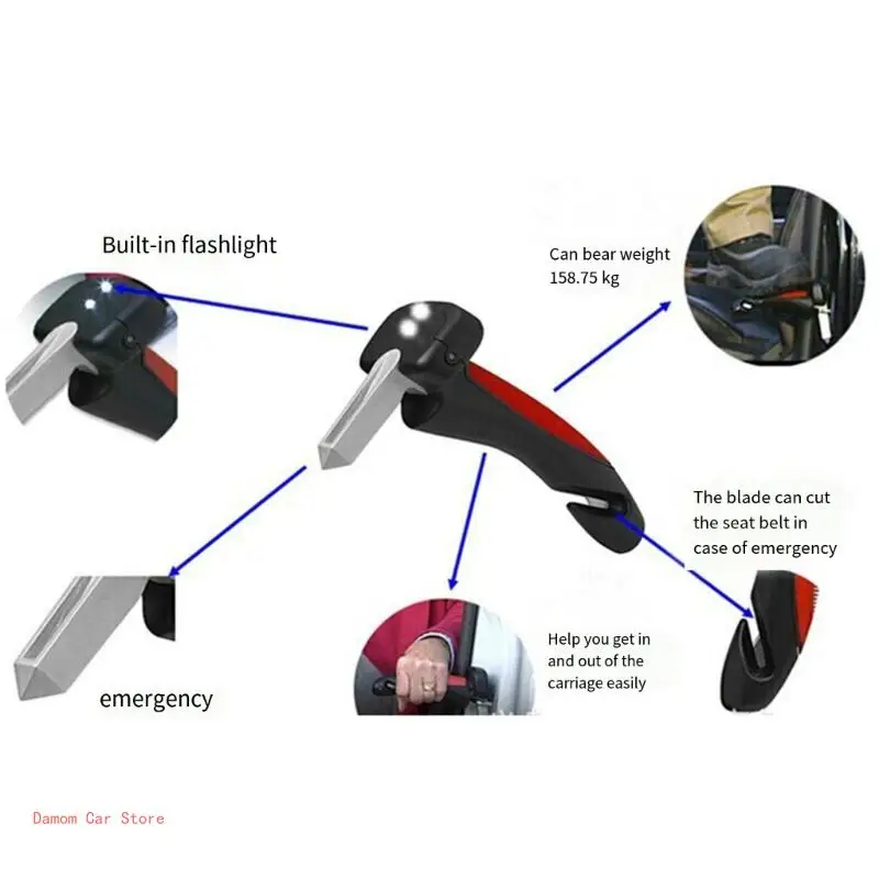 Entry Aid Aid Grab Handle Mobility Aid for Car with Integrated LED