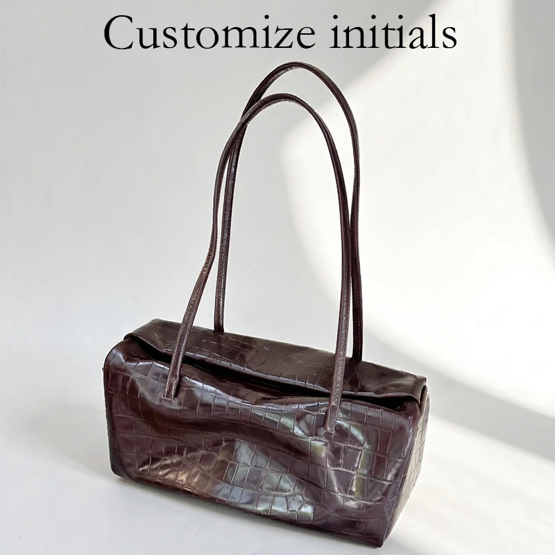 Customize Initials Leather Crocodile Pattern Bag For Women Luxury Designer Handbag Purse 2027 New In Cowhide Top Handle Shoulder