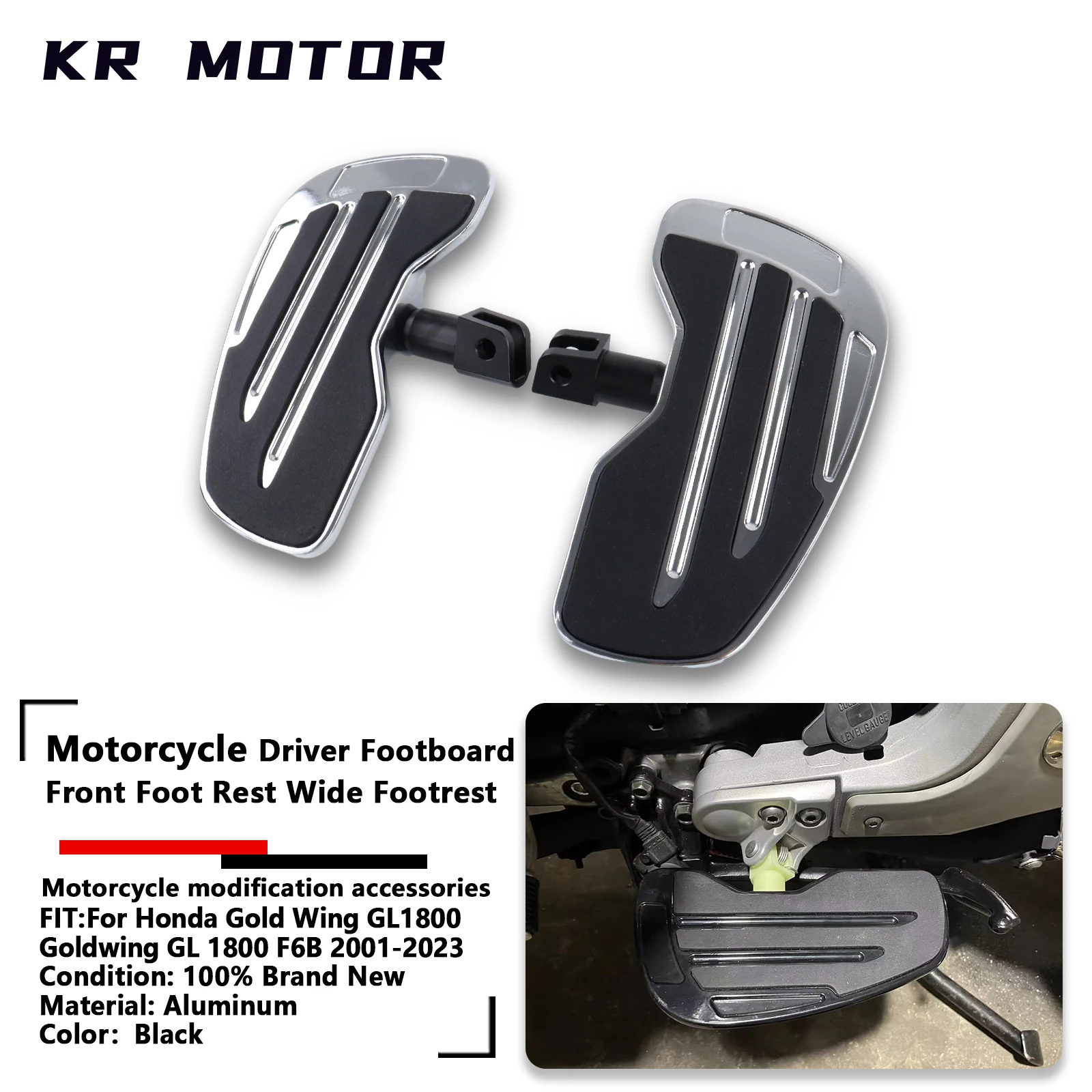

Fit For Honda Gold Wing GL1800 Goldwing GL 1800 F6B 2001-2023 Rider Rest Wide Footrest Driver Footboard Front Foot Rest Kit