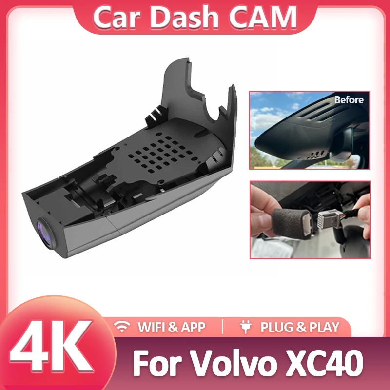 

4K 2160P New Plug and Play WIFi Car DVR Video Recorder Dual Lens Dash Cam For Volvo XC40 2017~2025 DashCam Devices Accessories