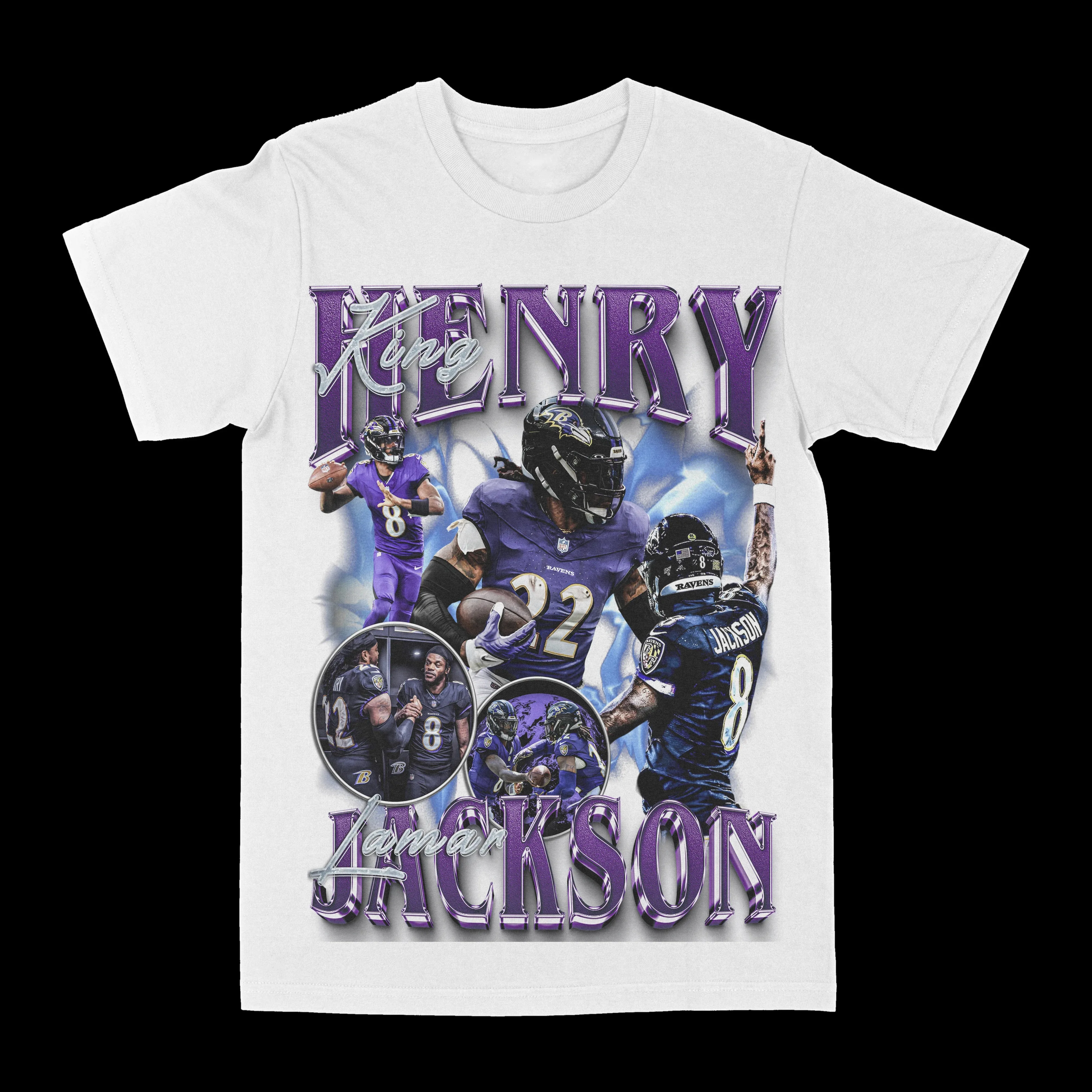 Lamar Jackson Baltimore Ravens Football Player Cotton TShirt Retro Vintage Streetwear Mens White