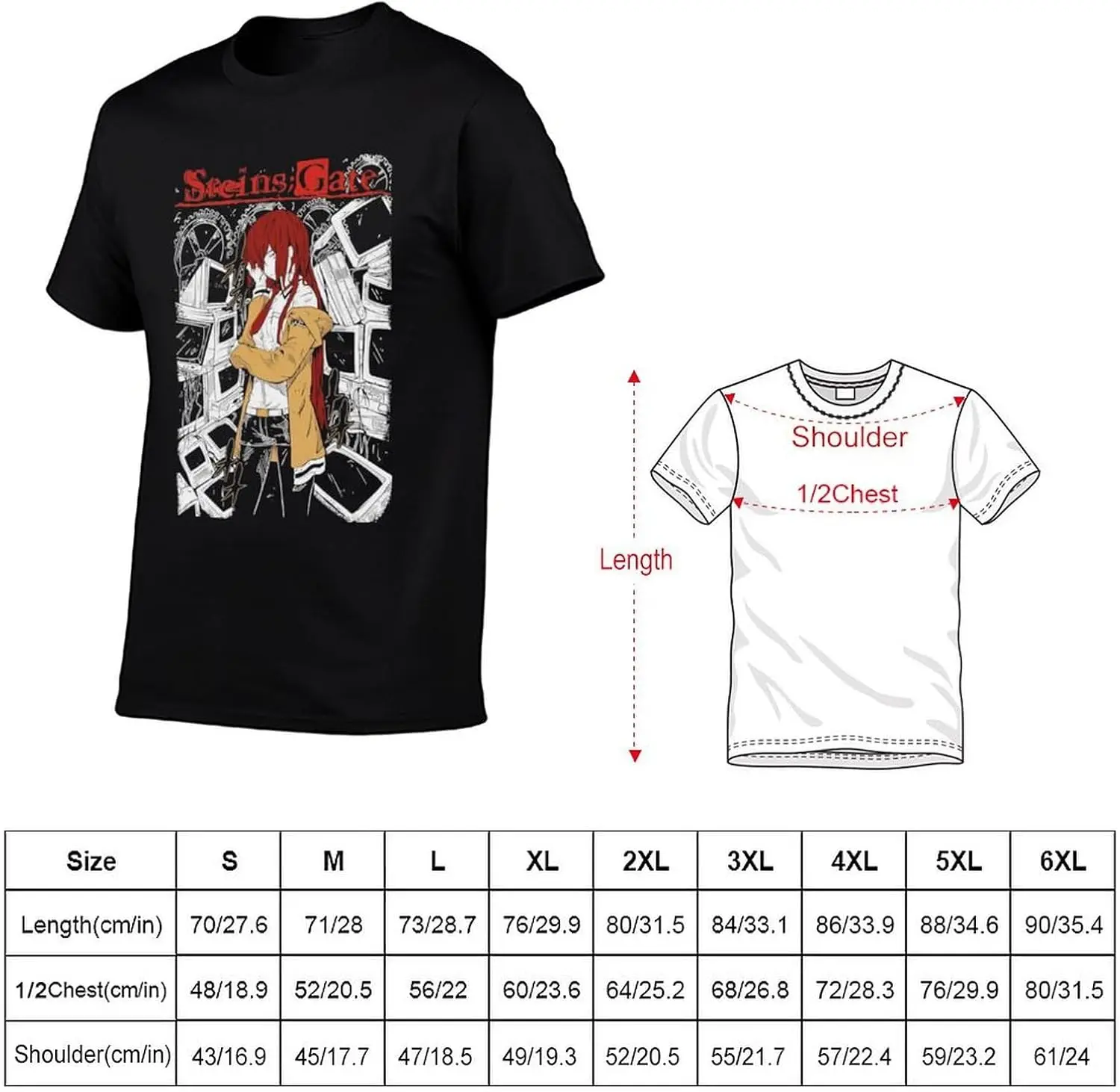 Anime Steins Gate T Shirt Mens Summer Print O-Neck Tee Classic Short Sleeve Shirts