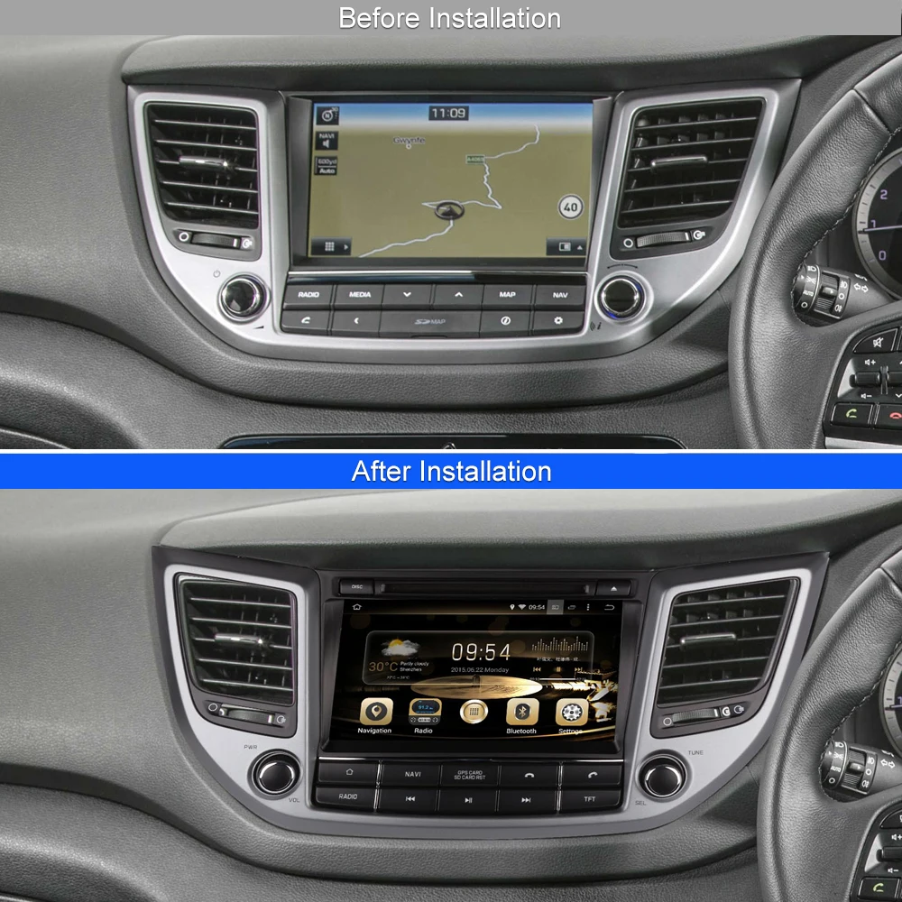 8 Inch Touch Screen Android 12 Car Radio For Hyundai Tucson IX35 2015- RHD Auto Wireless CarPlay WIFI GPS Navigation DVD Player