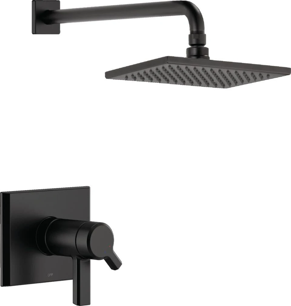 Pivotal TempAssure Matte Black Shower Faucet with Matte Black Rain Shower Head, Rainfall Shower Head