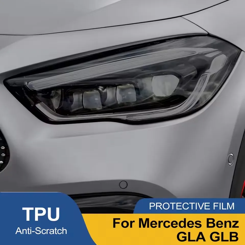 Película Protectora para Faros Delanteros de Coche, Color Negro Ahumado, para Mercedes Benz GLA GLB, TPU PPF Precortada, Antiarañazos, Vinilo, Kit de Vinilo de Alto Brillo