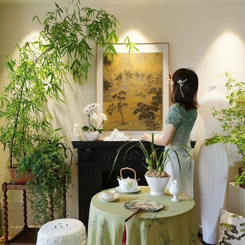 Brass painting New Chinese relief landscape wind entrance art decorative painting