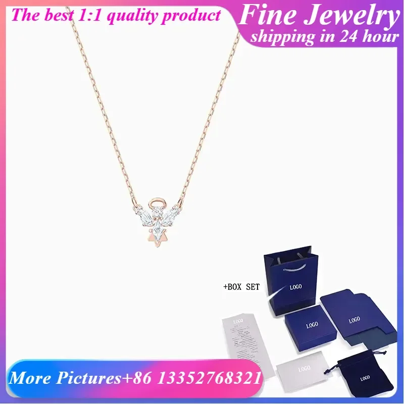 2024 New Fashion Style Jewelry New Lady Necklace Shiny and Charming Angel Shape Graceful Crystal Female Romantic Luxury Gift