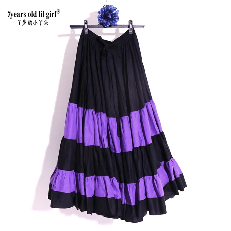 Danza del ventre Tribal Ruffle Flamenco Satin 25 Yard 4 Tiered 20Yard 4 Tiered 720 Gradi Gonna Gypsy Skir