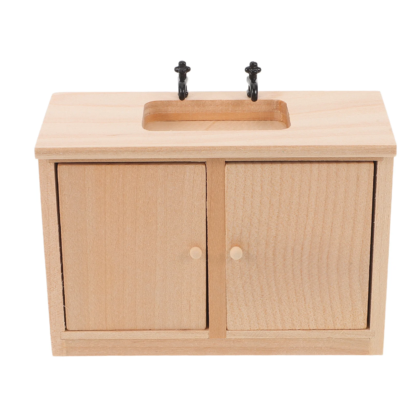 1:12 Schaal Miniatuur Badkamermeubels Houten Gootsteen Wastafel Kast Simulatie Wastafel voor Poppenhuis Badkamer Scène Prop