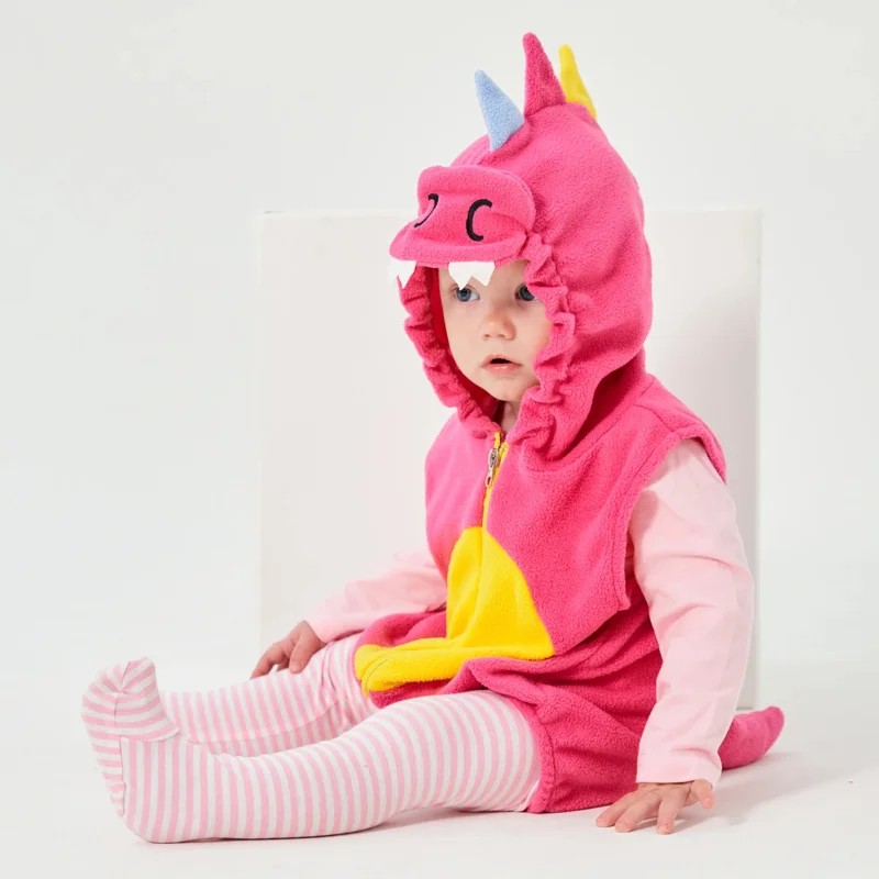 Disfraz de dinosaurio Umorden Cutie Pink Dino para niñas pequeñas, mono con capucha sin mangas, disfraz de cumpleaños de Purim de Halloween O