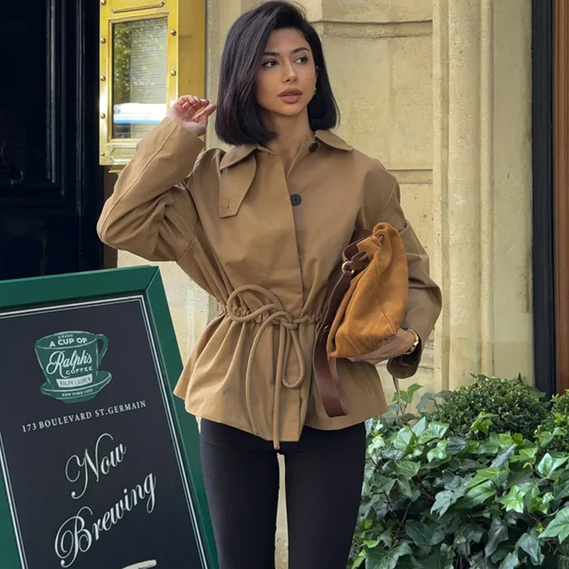 

Ticketsx женская короткая куртка пальто новые свободные с лацканами на пуговицах тонкие куртки винтажная осенняя уличная офисная женская верхняя одежда