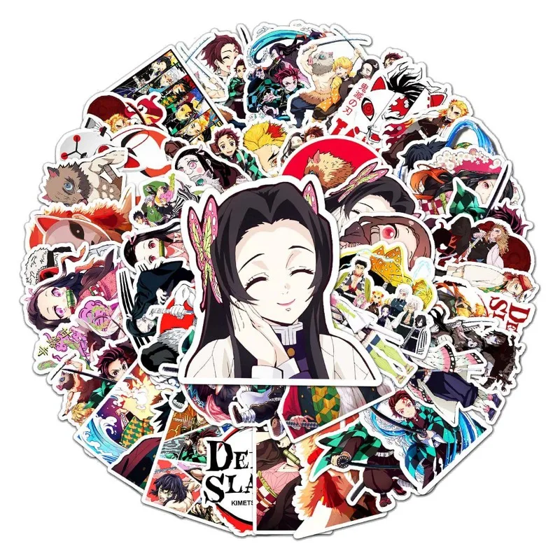 

50pcs Demon Slayer Cute Cartoon Tanjiro Yadouzi Pattern Sticker Kawaii Anime DIY Ledger Waterproof Decorative Sticker Wholesale