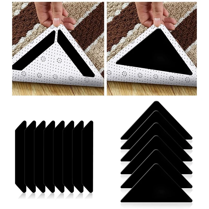 Rug Gripper Tape For Hardwood Floors 14 PCS Non Slip Rug Pads Double Sided Carpet Tape Rug Corner Grippers Washable