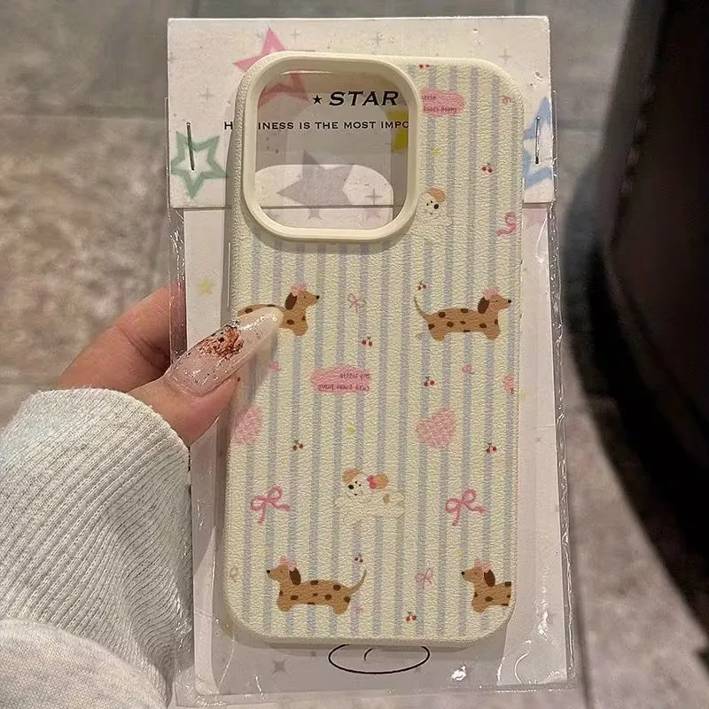 For iPhone 16 Case Dachshund Bear Pattern Soft Phone Cases for iPhone 17 Air 15 16 14 13 12 11 Pro Max XS XR Plus 17 Soft Cover view 2