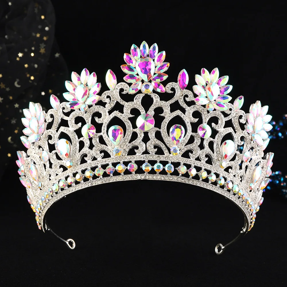 DIEZI 7 Colors Elegant Vintage Baroque AB Crystal Crown For Women Girls Wedding Bride Queen Bridal Tiaras Hair Accessories