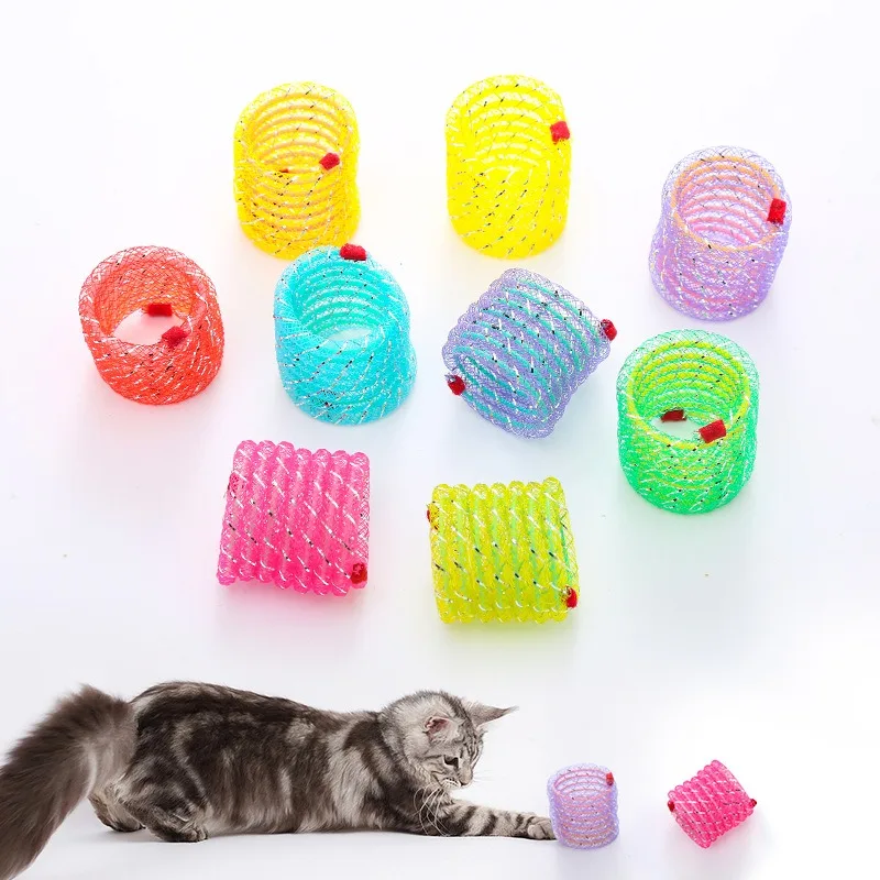 1PC Pet Cat Toy Colorful Handmade Bouncy Spring Tube Interactive Toy Cat Toy Set Cat Interactive Toys Pet Supplies for Playing