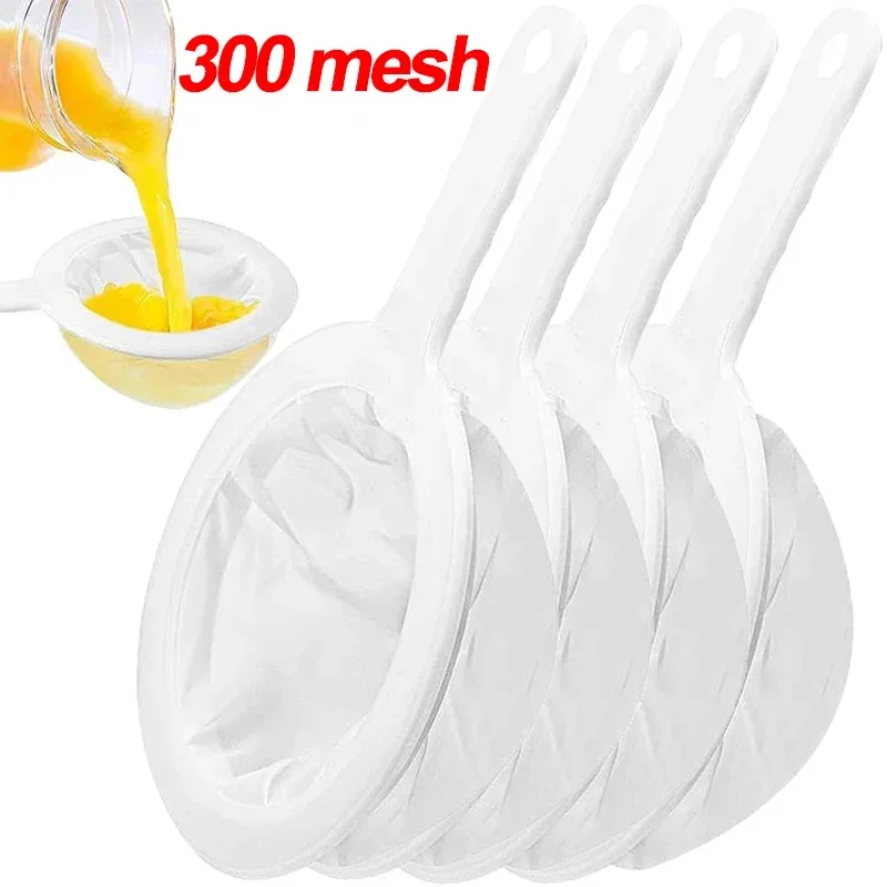 Filter Mesh Reusable Nylon Fine Mesh Strainer with Handle Juice Coffee Food Filter Kitchen Colander Mesh Home Kitchen Gadgets