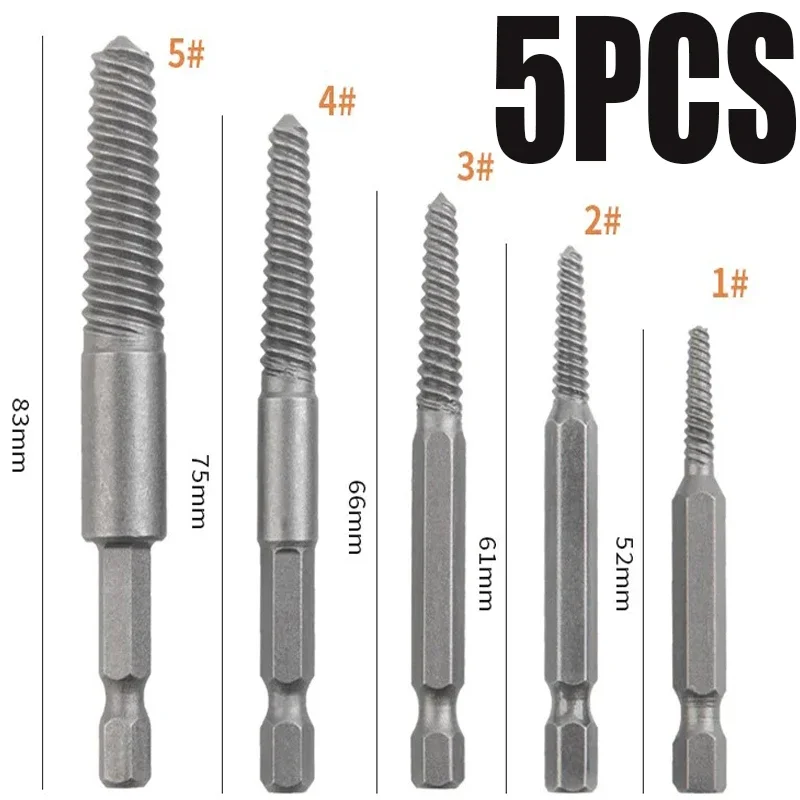 

Набор направляющих для сверления сломанных поврежденных болтов, центральные экстракторы с шестигранным хвостовиком и гаечным ключом, 5 шт.