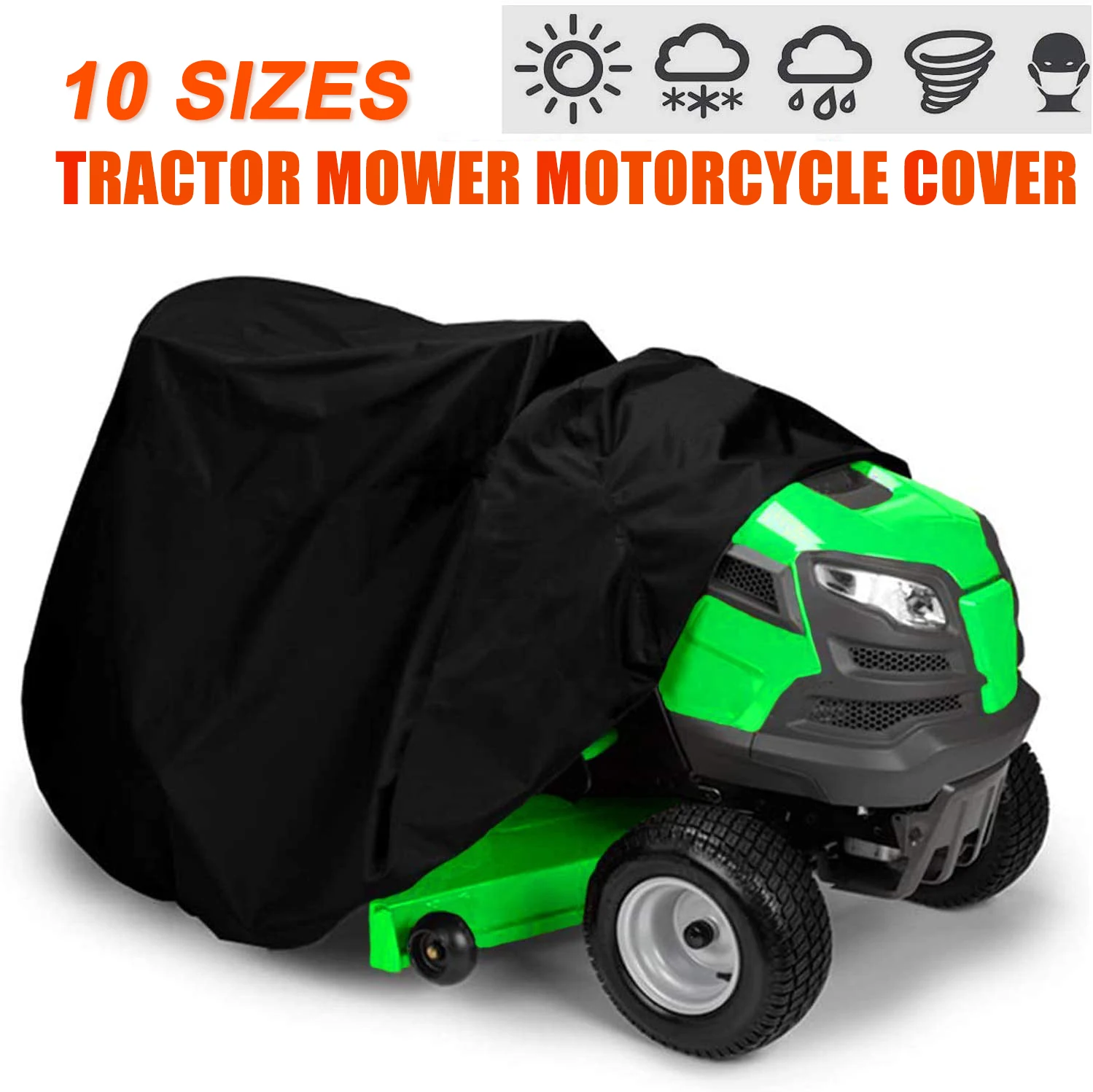 All-Purpose Lawn Tractor Mower Machine Dust Covers Garden Outdoor Rain Sun Protective Waterproof 210D Oxford Cloth 10 Sizes