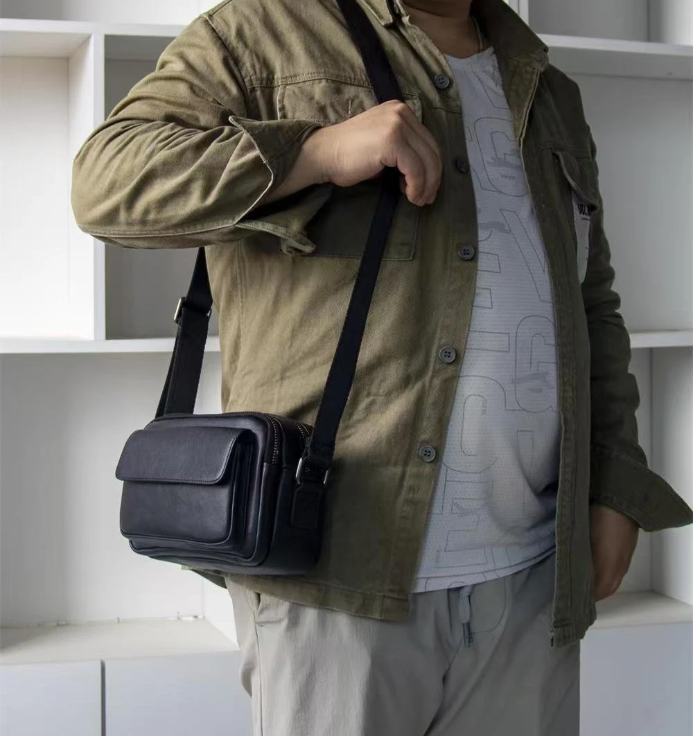 New Luxury Men's Handbags Casual Cow Genuine Leather Male Shoulder Bag Men Natural Leather Crossbody Bag Mini Messenger Bags