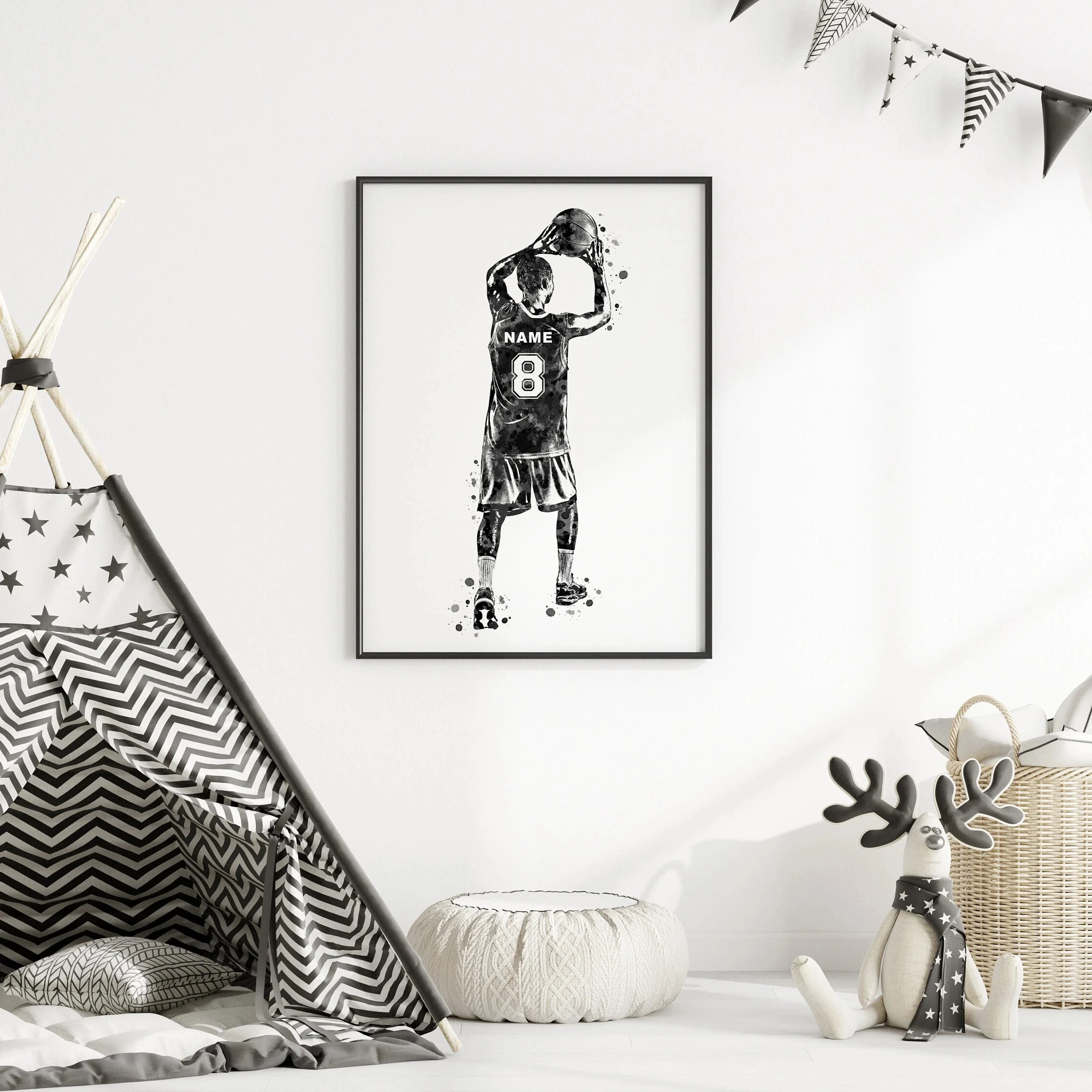 Customize Your Name and Number Basketball Star Customization Personalized Basketball Poster Basketball Coach Gift Boys