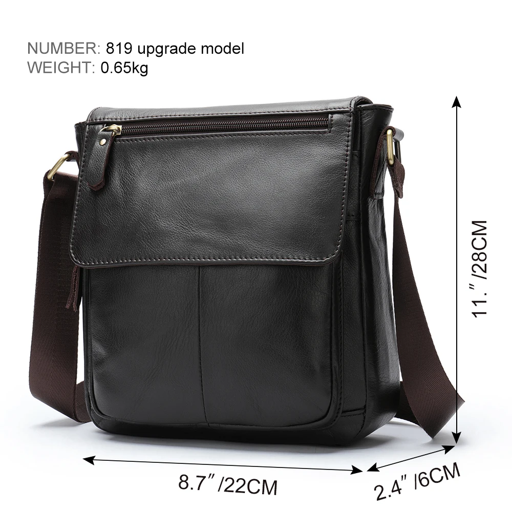 MVA Vintage Leather Men\'s Shoulder Bag Small Casual Crossbody Bag Shoulder Leather School Travel for iPad 9.7 Inch Bolsas    819