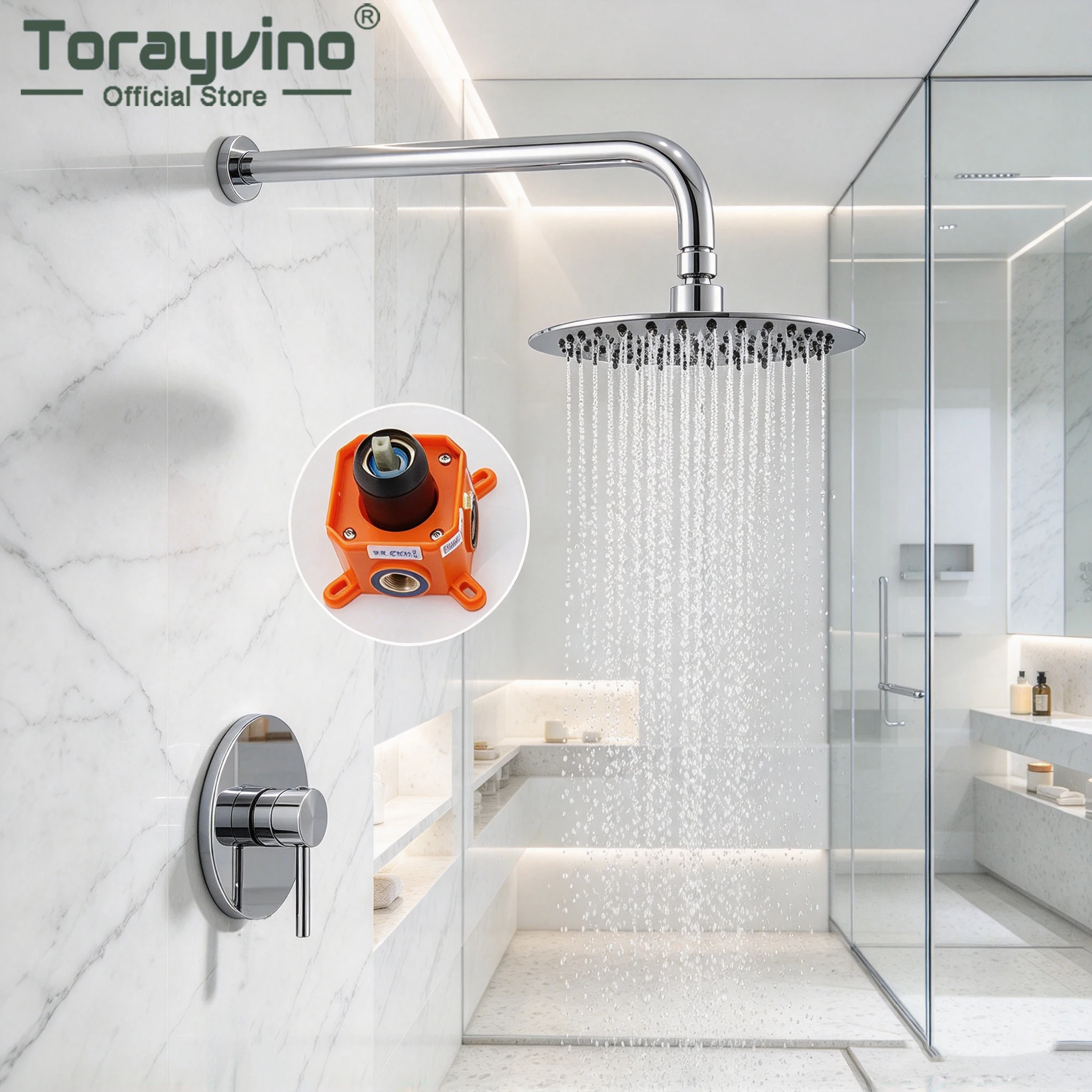 Torayvino Bathroom Balck Shower Faucet Set With Rain Shower Head Outdoor Shower System Set Complete Bathtub Kit Mixer Tap
