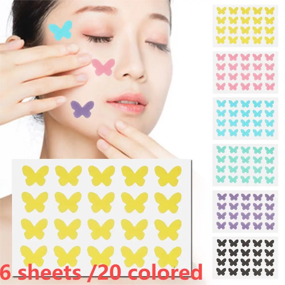 Parche para eliminar el acné, pegatina para el cuidado de la piel, corrector de manchas faciales, herramienta de maquillaje de belleza, 6 hojas/20 colores