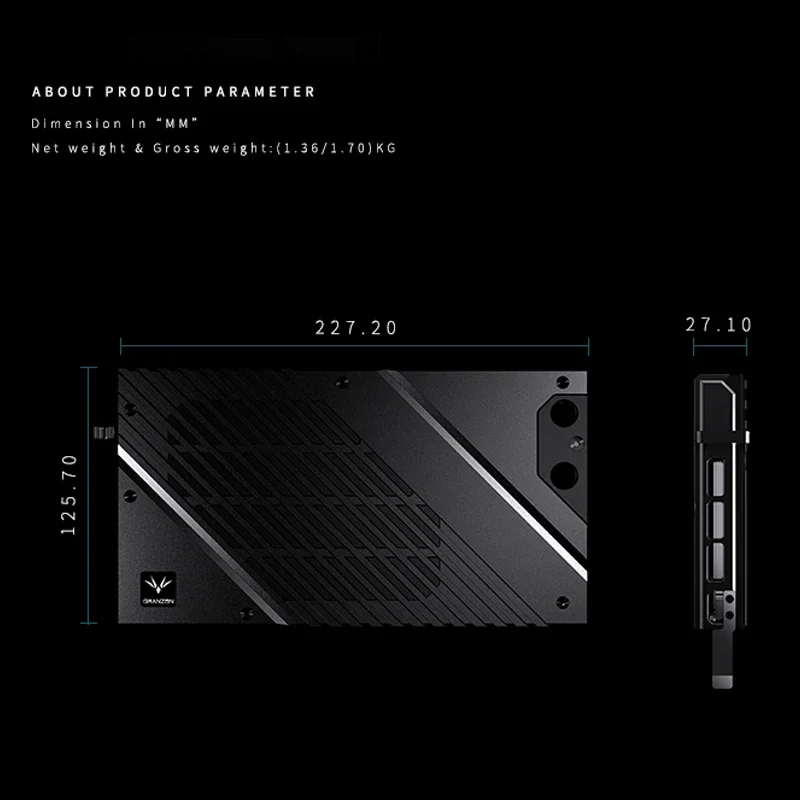 Blok chłodzący GPU Granzon do karty graficznej NVIDIA RTX 4080 Founders Edition, chłodzenie wodne / Mikrokanalik wodny 0,3 mm / GBN-RTX4080FE