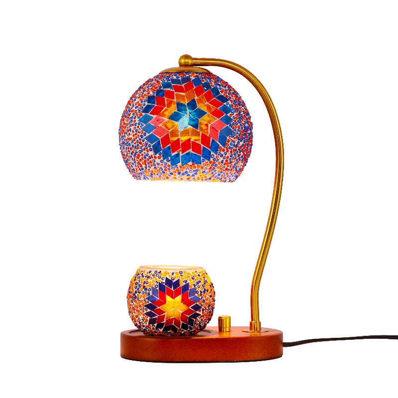 

Turkish style mosaic multicolor glass Christmas gift desk lamp aromatherapy candlestick decoration