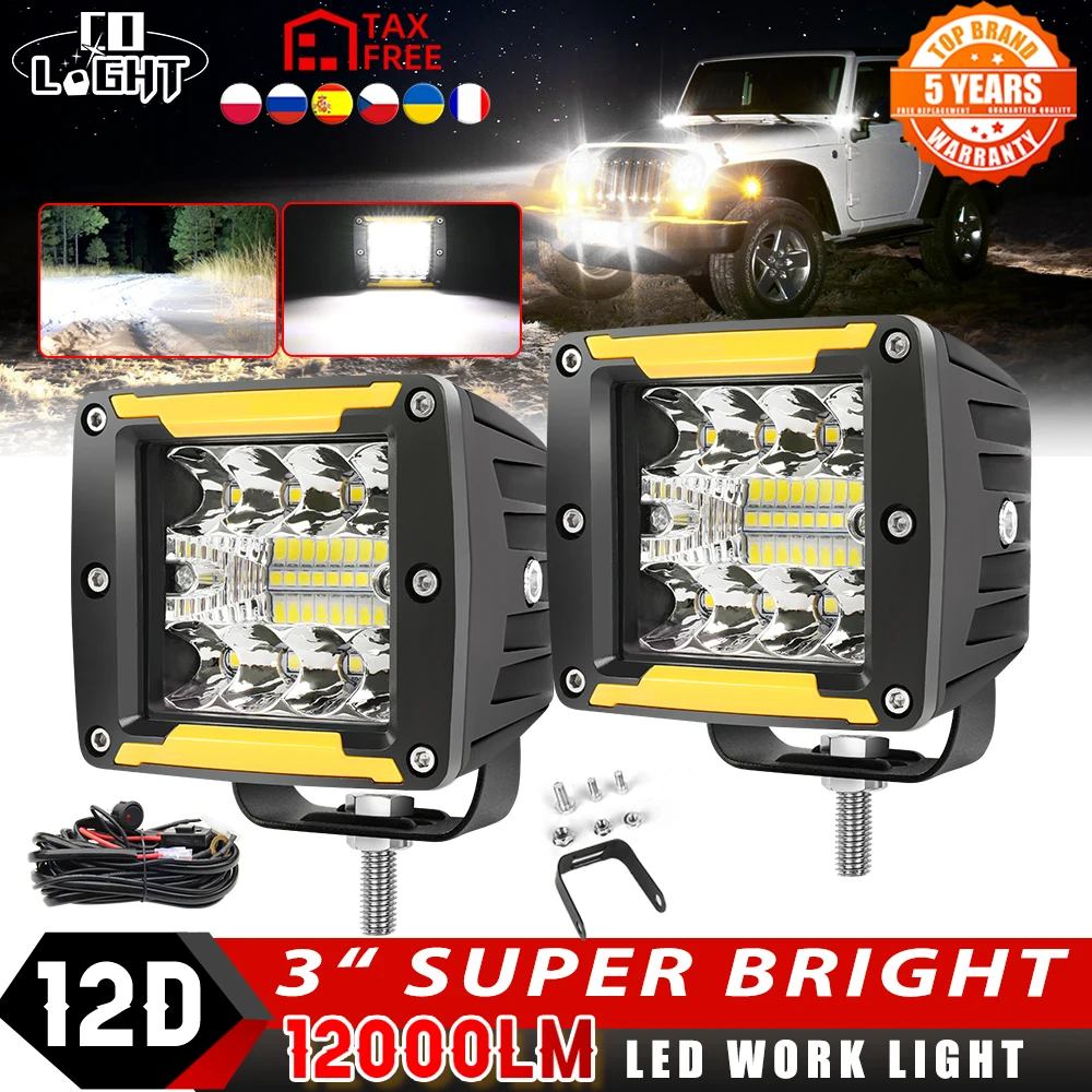 

CO LIGHT New 3'' LED Work Light Off Road Spotlight Flood Combo Led Beams 12V 24V DRL For Truck ATV UTV Boat 4x4 Driving Fog Lamp