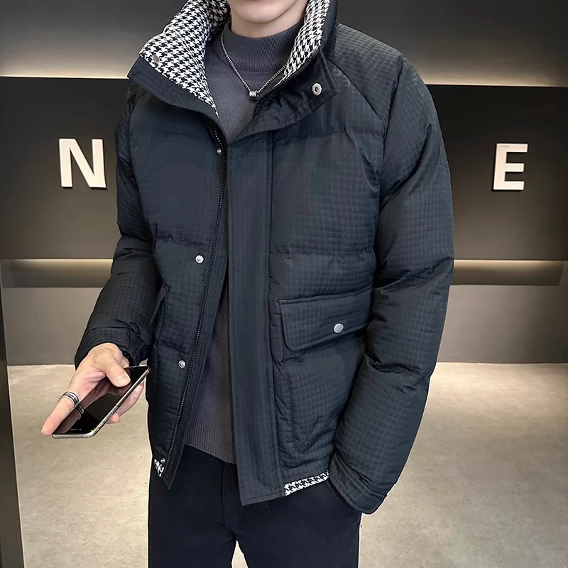 

Men's Cotton Jaet Winter Thiened Stand Collar Slim Fit ort Sle Bla Autumn Winter Coat Youth Faion Cleanfit Sle