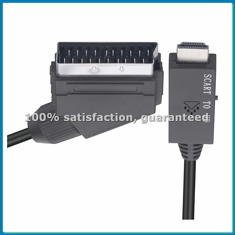 HD 1080P Scart to -Compatible Adapter Scart Male to HD Female Audio Video Converter Adapter for HDTV/DVD/PC 1M
