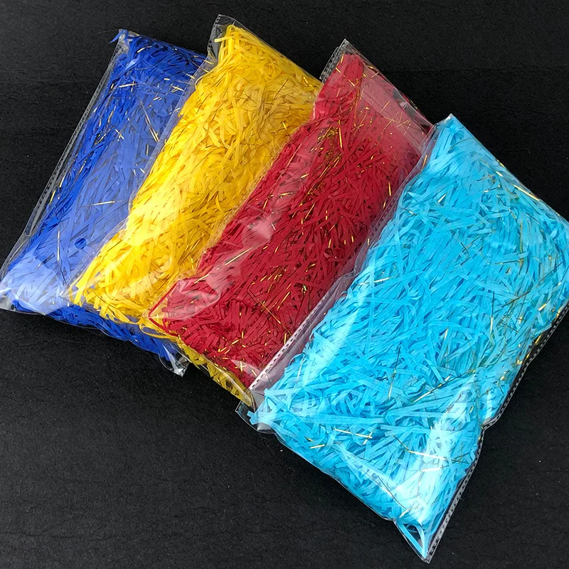 New Gold Thread Raffia Mixed Shredded Paper DIY Cosmetic Gift Box Filler For Wedding Birthday Party Supplies Packaging Filler