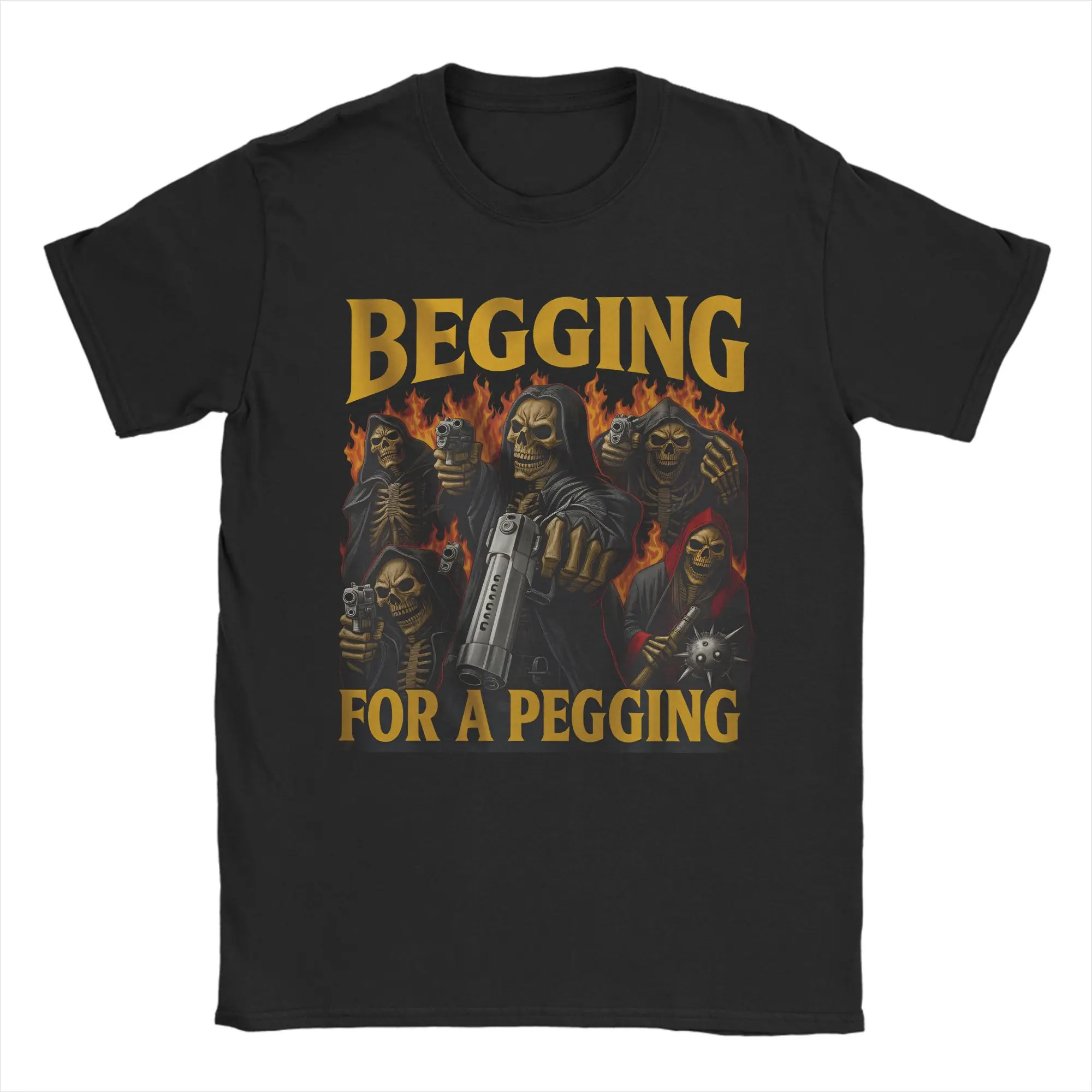 Vintage Begging for a Pegging Meme T-Shirts for Men Round Collar Pure Cotton T Shirts  Short Sleeve Tee Shirt Classic Clothing