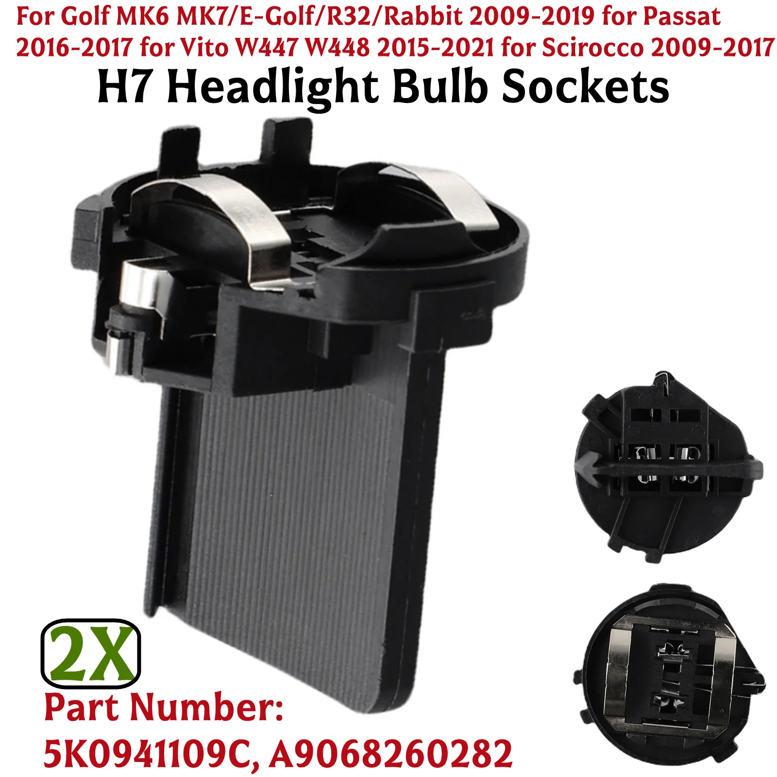 2pcs H7 Headlight Bulb Socket Retainer Holder Adapter For Mercedes For Benz Vito W447 W448 W906 5K0941109C A9068260282