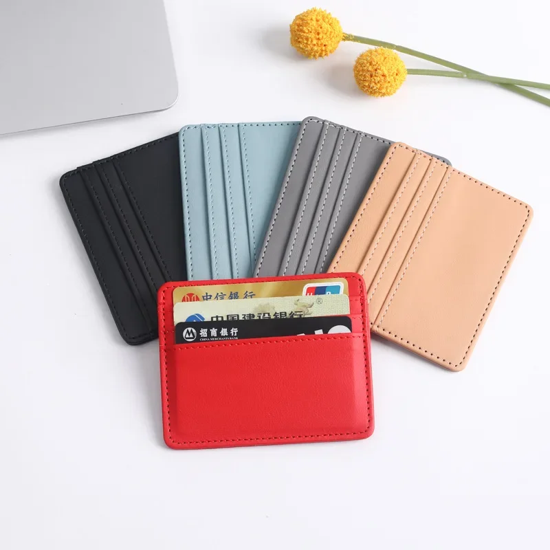 Ultra-thin Card Bag Holder Large Capacity Small Multi Card Slot Exquisite Leather PU Credit Card Sleeve Cover Case