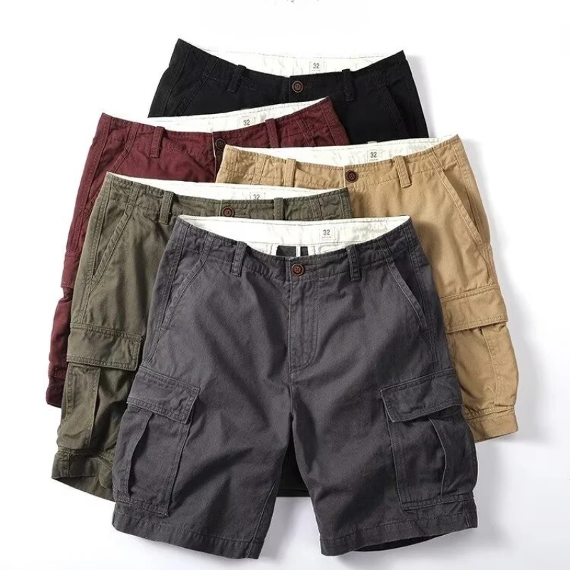 

Cotton Men Shorts Cargo Shorts Versatile Shorts for Daily Travel Twill Solid Color Short Pants Summer High Quality Sweatpants
