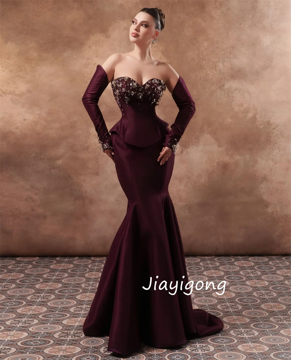 맞춤형 파스텔 시퀸 플리츠 트럼펫 스위트하트 롱 드레스 맞춤 제작 행사 이브닝 패션 스파클