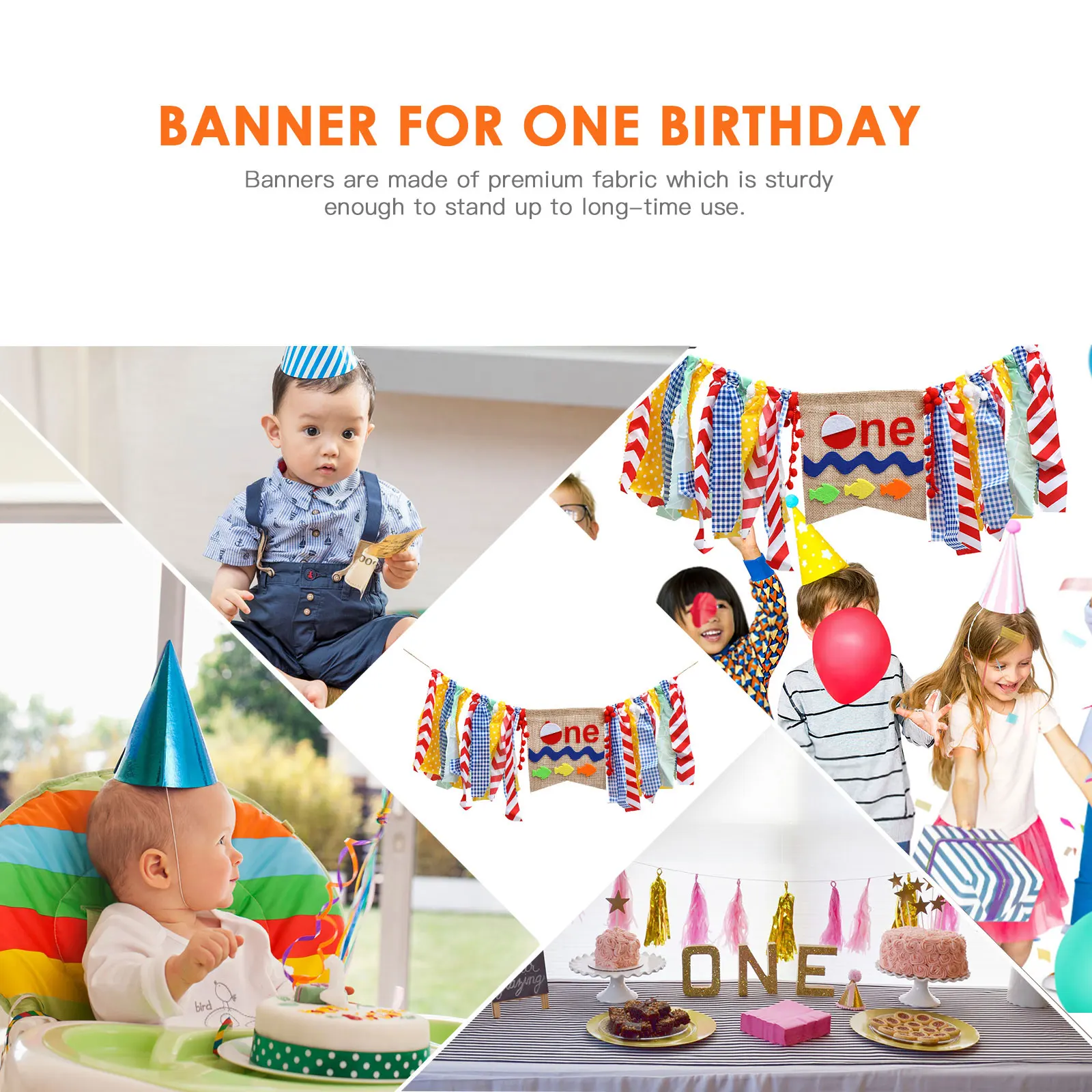 

1Pcs Fishing Theme 1St Birthday Banner Colorful Cartoon Design Hanging Party Decor Suitable for Wall Door Window Decoration