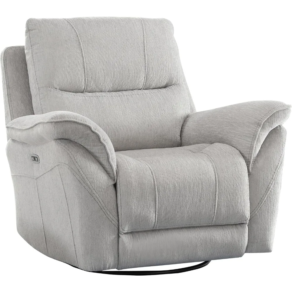 Power Recliner Swivel Glider, Fabric Electric Swivel Recliner Rocker with Overstuffed Backrest, Power Chair Reclining Sofa