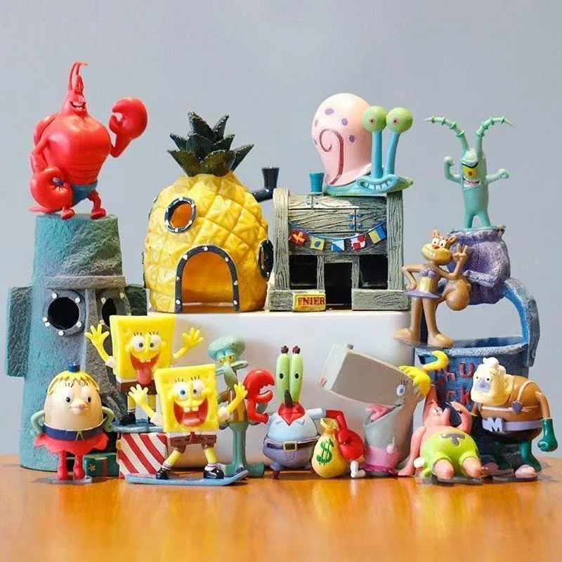 

12pcs/set Anime Spongebobed Patricks Action Figure Collection Model Toys Cartoon Room Decoration Kids Birthday Gift ornament