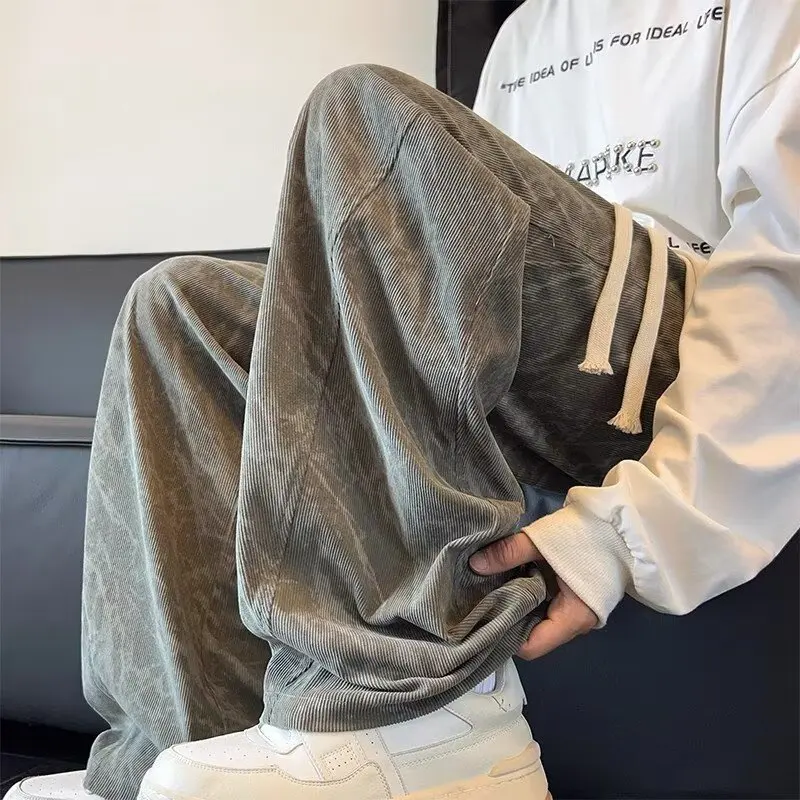 

Casual Loose Men's Dyeing Pants Spring Autumn New Sle Teenagers All-Match Low Waist Long Trousers Faionable Streetwear